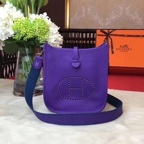 Hermes Evelyne mini 17cm Messenger Bag Original Calf Leather H1187 purple Replica HMSOY5OB27Z