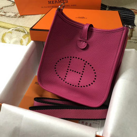 Hermes Evelyne mini 17cm Original Calf Leather Messenger Bag H1187 rose Top Replica HMSWJC46K0Y