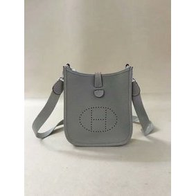 Fake Hermes Evelyne original togo leather mini Shoulder Bag H15698 light grey HMSI1KIQSCN