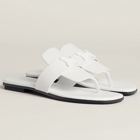Hermes Galerie Sandals In White Calfskin 1:1 Replica HMSE41AZ9VT