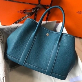 Hermes Garden Party 30 Bag In Blue Jean Taurillon Leather 1:1 Replica HMS0J1198RN