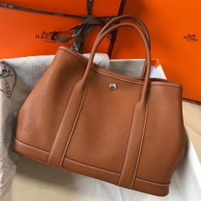 Hermes Garden Party 30 Bag In Gold Taurillon Leather Replica HMS0LEX9SUH