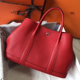 Hermes Garden Party 30 Bag In Red Taurillon Leather HMSHNJ010YW