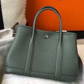 Hermes Garden Party 30 Bag In Vert Amande Taurillon Leather 1:1 Replica HMS90RXQ37R