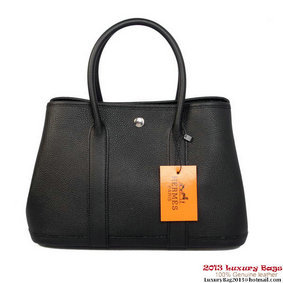 Hermes Garden Party 30CM Bag Calf Leather A1288 Black Replica HMSIZ06PR4H