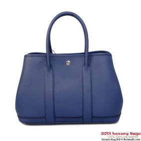 First-class Quality Hermes Garden Party 30CM Bag Calf Leather A1288 Blue HMSXEP48I44