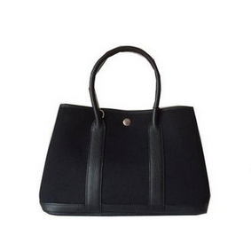 Copy Hermes Garden Party 30CM Bag Canvas Leather H11S Black HMS349EJO0S