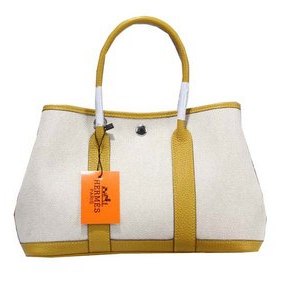 Hermes Garden Party 30cm Tote Bag Canvas Yellow Replica HMSSV4P7J64