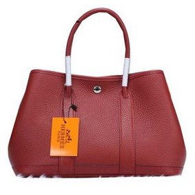 Hermes Garden Party 30cm Tote Bags Grainy Leather Burgundy HMS26C53DAB