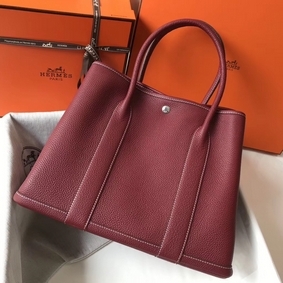 Top Replica Hermes Garden Party 36 Bag In Bordeaux Clemence Leather HMS06076QIE
