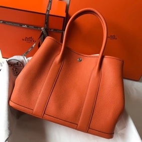 Replica Hermes Garden Party 36 Bag In Orange Clemence Leather HMSR10D71T9
