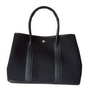 Hermes Garden Party 36CM Bag Canvas Leather H11M Black 1:1 Replica HMSD8HM73AO