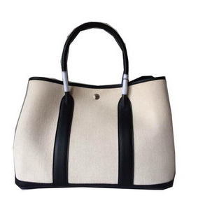 Best Quality Hermes Garden Party 36CM Bag Canvas Leather H11M Black&White HMSZYD1090X