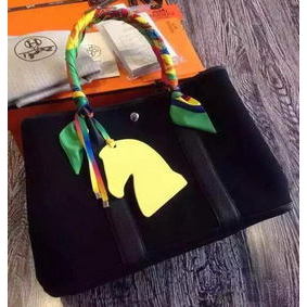 Imitation Hermes Garden Party 36cm Tote Bags Canvas HGP1927 Black HMSA407M4Z2