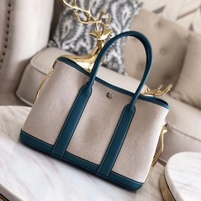 Fake Hermes Garden Party 36cm Tote Bags Original Leather H3698 Blue HMSGOFT5QKU