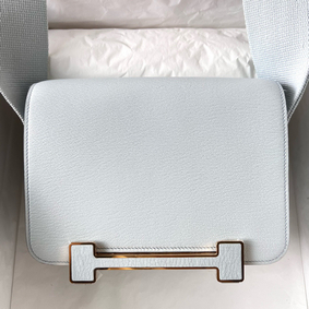 Hermes Geta Handmade Bag In Blue Brume Chevre Mysore Leather Replica HMSD7KIOZ69