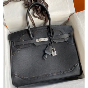 Hermes Ghillies Birkin 35cm Limited-edition Bag In Black Calfskin HMS3M2X2E33