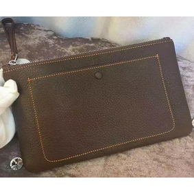 Hermes Grainy Leather Clutch H88016 Brown Top Replica HMSZ2YDNAG1