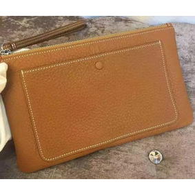 Hermes Grainy Leather Clutch H88016 Wheat 1:1 Replica HMSW0123I9Z