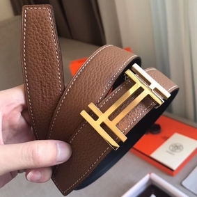 Imitation Hermes H Au Carre Belt Buckle & Brown 32mm Strap HMS499GA4VJ