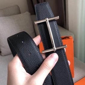 Hermes H d'Ancre Reversible Belt In Black/Ardoise Leather 1:1 Replica HMSTSKK9CT7