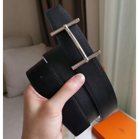 Knockoff Hermes H d'Ancre Reversible Belt In Black/White Epsom Leather HMSN5HM61OJ