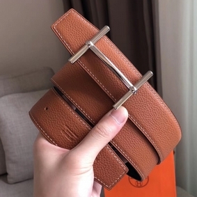 Hermes H d'Ancre Reversible Belt In Brown/Noir Leather 1:1 Replica HMSZYGN55HI