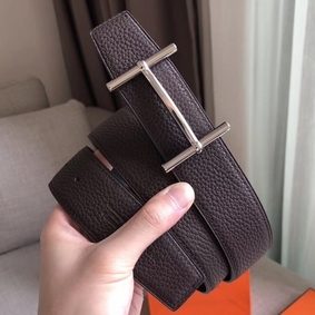 Best Quality Hermes H d'Ancre Reversible Belt In Cafe/Noir Leather HMS10896NL9