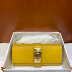 Hermes H Medor swift Leather Clutch 37566 yellow&Gold hardware HMSD9C6YZ73