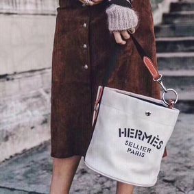 Top Replica Hermes H Sac De Pansage Canvas HS18237 White HMSJJO65HT9