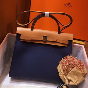 Hermes Herbag Zip 31cm Bag In Brown And Blue Replica HMS927OM852