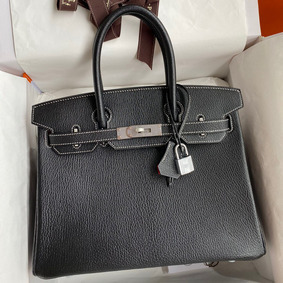 AAA Hermes HSS Birkin 30 Bicolor Bag in Black and Red Chevre Mysore Leather HMS08RWGPJ8