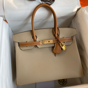 Replica Hermes HSS Birkin 30 Bicolor Bag in Trench and Gold Epsom Calfskin HMSZ1124C9F