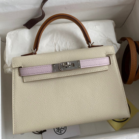 First-class Quality Hermes HSS Kelly Mini II Sellier Tri-color Bag In Craie/Pink/Gold Epsom Calfskin HMS985W079P