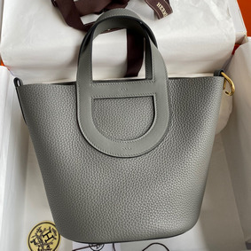 Hermes In The Loop 18 Handmade Bag in Gris Meyer Clemence Leather Replica HMS07W00T1T
