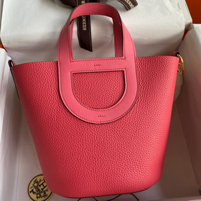 Hermes In The Loop 18 Handmade Bag in Rose Lipstick Clemence Leatherther Replica HMSQN5OBKT7