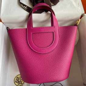 Hermes In The Loop 18 Handmade Bag in Rose Purple Clemence Leatherther 1:1 Replica HMS9XJ086LF