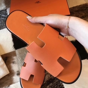 Hermes Izmir Sandals In Orange Epsom Leather 1:1 Replica HMS7J4X3RI7