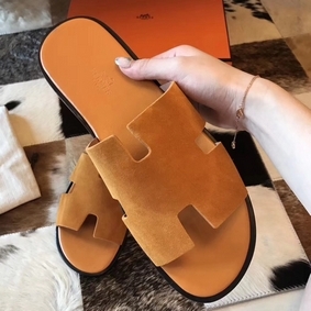 New Hermes Izmir Sandals In Orange Suede Leather HMS4EEXQVO3