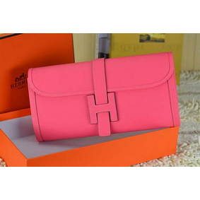 Imitation Hermes Jige Clutch Bag Calfskin Leather Light Red HMS1RYGKD21