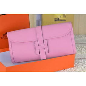 Hermes Jige Clutch Bag Calfskin Leather Pink 1:1 Replica HMSLRZAW59N
