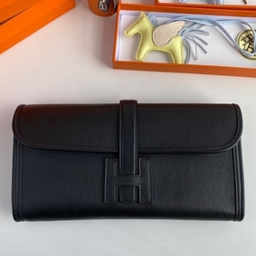 Hermes Jige Elan 29 Clutch Bag In Black Swift Calfskin HMS3NTOWS4O