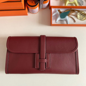 Hermes Jige Elan 29 Clutch Bag In Bordeaux Swift Calfskin HMSQ9NB20Z8