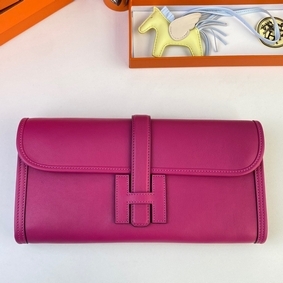 Hermes Jige Elan 29 Clutch Bag In Rose Purple Swift Calfskin Replica HMS310GYAFQ