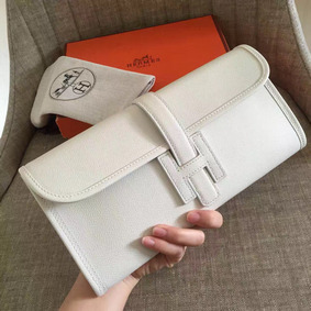 Hermes Jige Elan 29 Clutch Bag In White Epsom Calfskin Replica HMSMM1A159G