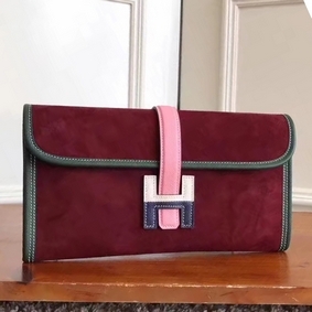 Hermes Jige Elan 29 Clutch In Bordeaux Suede Calfskin HMSFI68O0CG