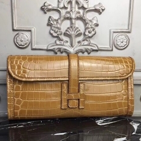 New Hermes Jige Elan 29 Clutch In Camarel Crocodile Leather HMS4F9EJMB0