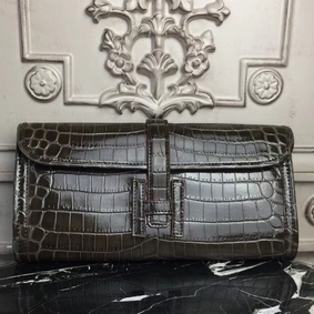Fake Hermes Jige Elan 29 Clutch In Chocolate Crocodile Leather HMS077MZI0S