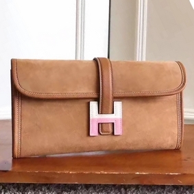 Hermes Jige Elan 29 Clutch In Ocre Suede Calfskin Top Replica HMSUNW2TGI6