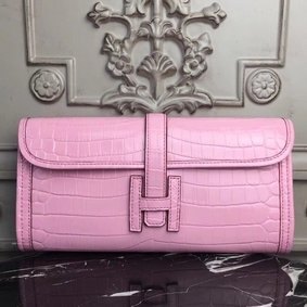 Hermes Jige Elan 29 Clutch In Pink Crocodile Leather 1:1 Replica HMS04B9OS9E